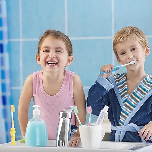 Miniatura 5 de Gisdo 60 cepillos de dientes manuales para niños pequeños envueltos individualmente, cepillo de dientes para niños a partir de 2 años, cepillo de