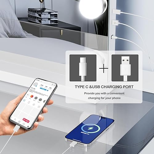 Miniatura 3 de Gvnkvn Espejo de tocador con 24 bombillas adicionales con luces, 32 pulgadas de ancho x 24 pulgadas de largo, espejo de maquillaje de mesa Hollyhood