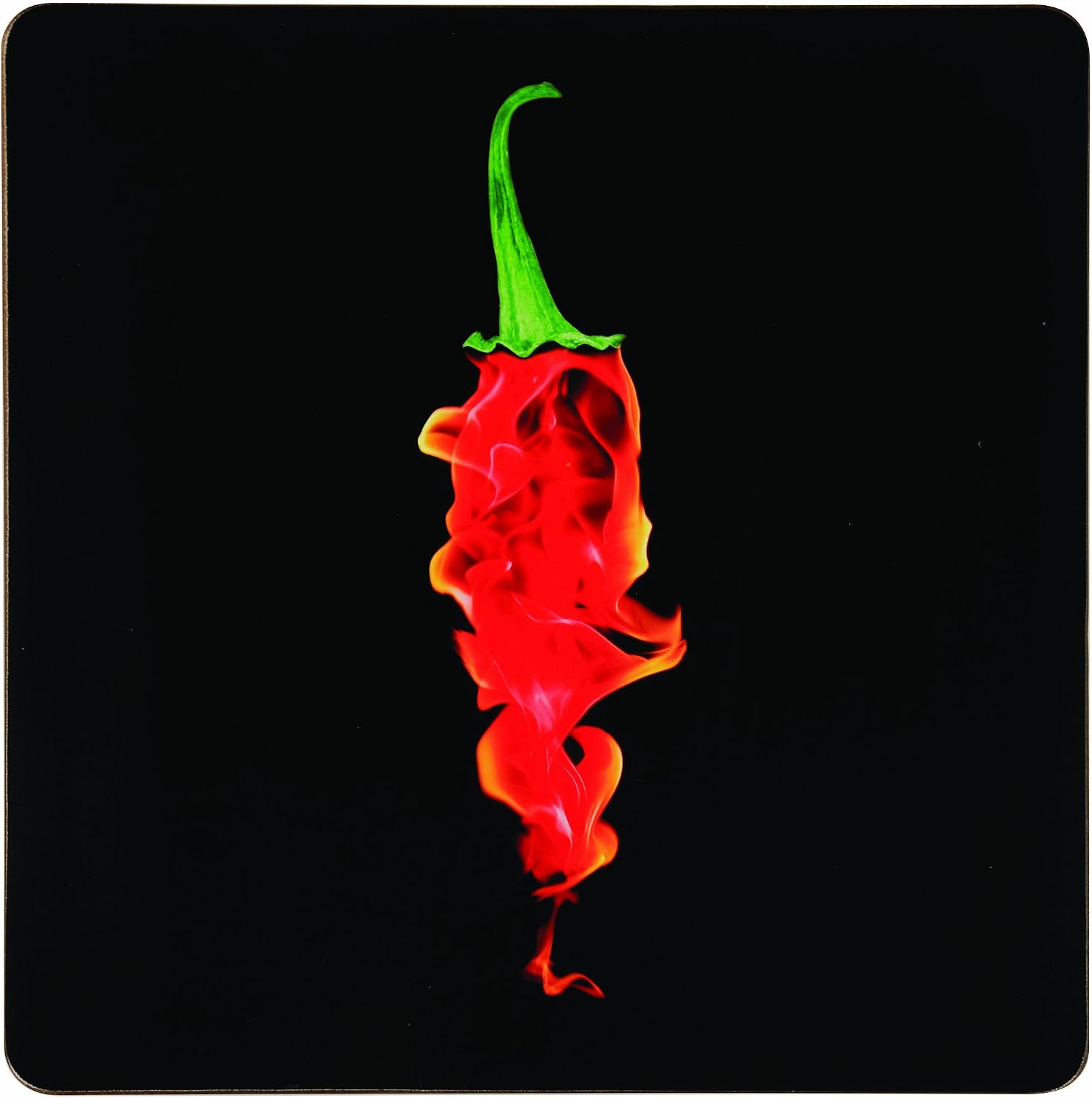Premier Housewares 28 x 28 cm Flaming Chilli Cork Placemats, Set of 4, Black, H2 x W28 x D28cm