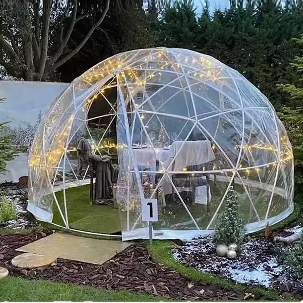 Szklarnia Ogrodowa, Kopuła Igloo, 3,6 X 2,2 M, Namiot Kopułowy, Odporny Na Warunki Atmosferyczne, Pomieści Od 8 Do 10 Osób, Przezroczysty Pokrowiec, System Geodezyjny