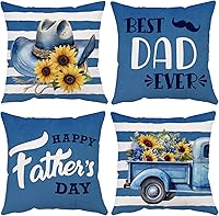 Vista 1 de Neatee Living Juego de 4 fundas de almohada para el Día del Padre de 12 x 12 pulgadas, fundas de almohada de terciopelo azul para papá, fundas