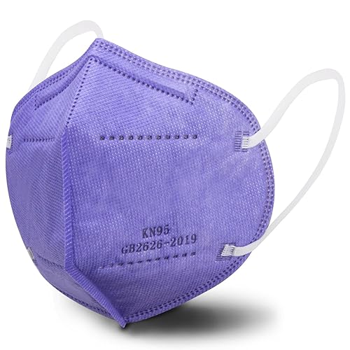 Miniatura 8 de Mascarilla KN95, 50 unidades, envueltas individualmente, mascarillas desechables de 5 capas moradas para adultos, eficiencia del filtro del 95 %,