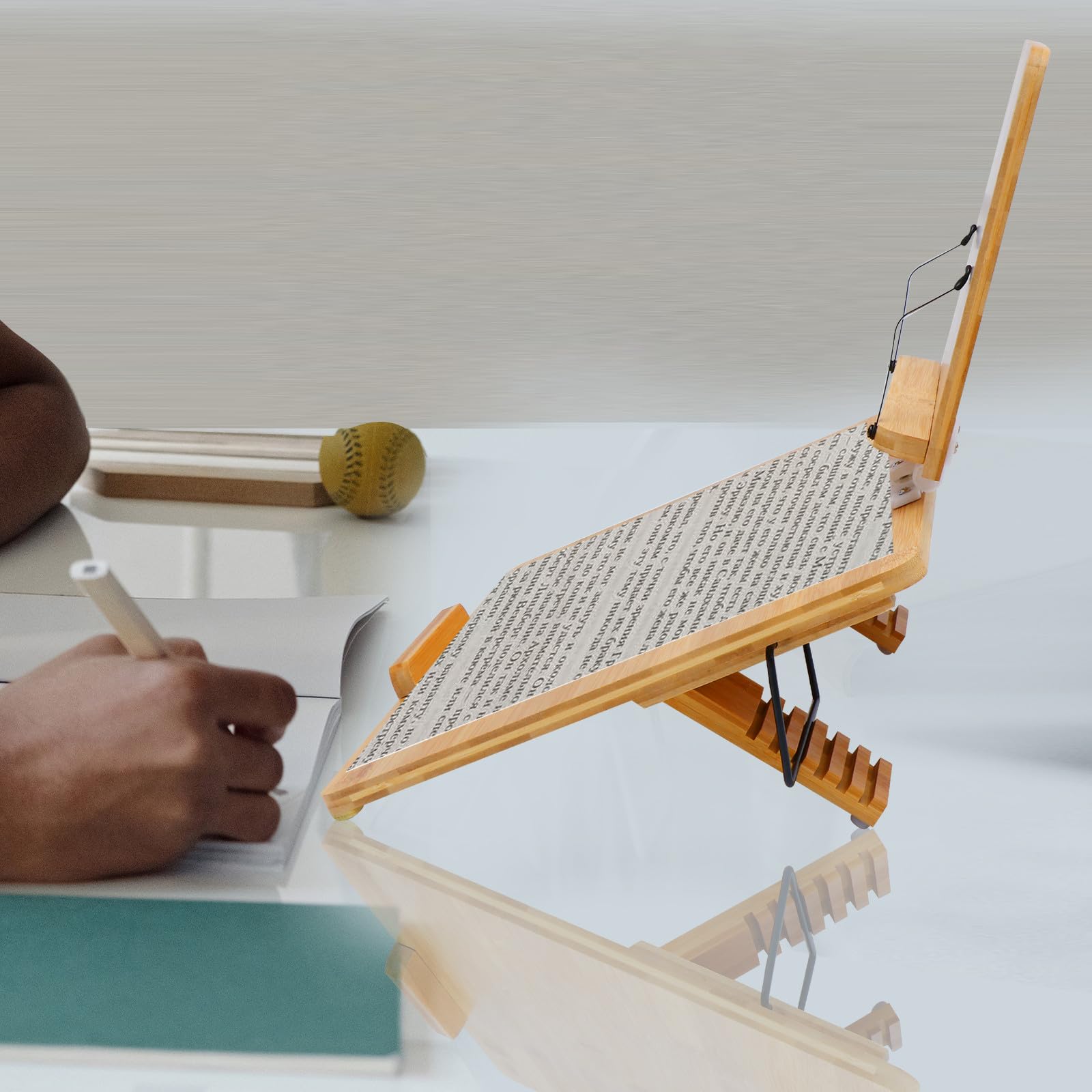 Soporte de Lectura Portátil de Madera, Doble Capa Pequeña sin Diseño, Clips para Libros, Multifuncional para Estudio, Lectura y Uso en Escritorio