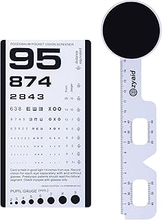 Rosenbaum Pocket Eye Chart with PD Ruler and Eye Occluder, Eye Test Chart Combo Kit for Near Vision Test, Visual Acuity Exam and PD Measurement (14 Inches from Viewer)