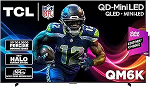 TCL 98-Inch Class QM6K Series QD-Mini LED 4K UHD Google Smart TV Best Value Mini-LED TV - QLED, 144hz, 288hz Gaming Rate, High Contrast Screen, Onkyo Audio, Dolby Atmos (98QM6K, 2025 Model)