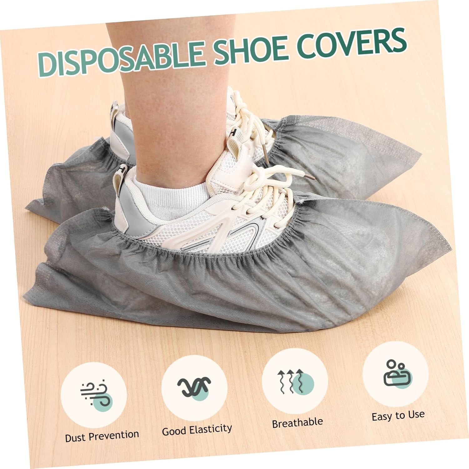 STOBAZA 100 Pcs Gray Overshoes Disposable Indoor Outdoor Shoes Cover Booties Thick Sturdy Protector