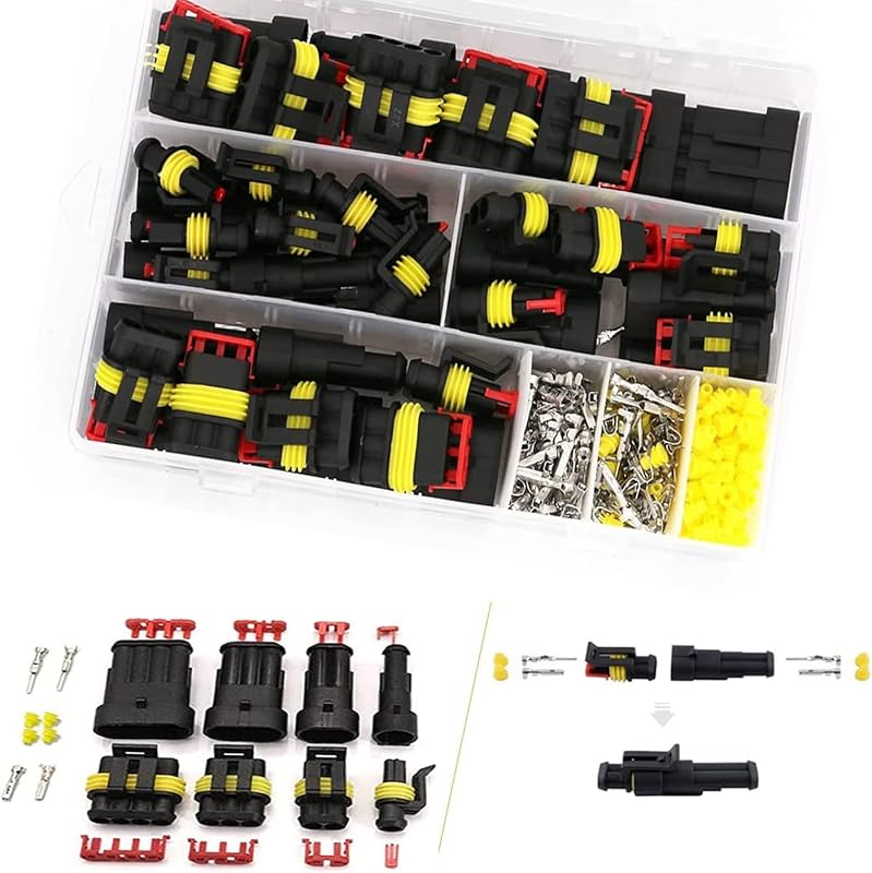 Kit de conectores elétricos automotivos à prova d'água MUYI 1/2/3/4 pinos para fios 20-16 AWG – 384 peças