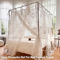 Vista 3 de AIKASY Marco de Cama con Dosel de Soporte Exterior Poste de Marco de Cama con Dosel Tamaño Individual de Acero Inoxidable Postes de Marco de Dosel