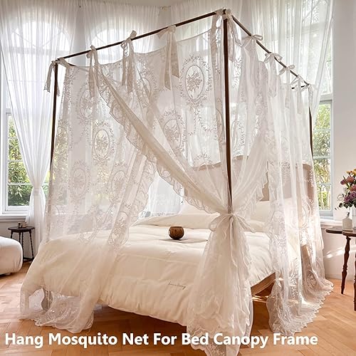 Miniatura 3 de AIKASY Marco de Cama con Dosel de Soporte Exterior Poste de Marco de Cama con Dosel Tamaño Individual de Acero Inoxidable Postes de Marco de Dosel