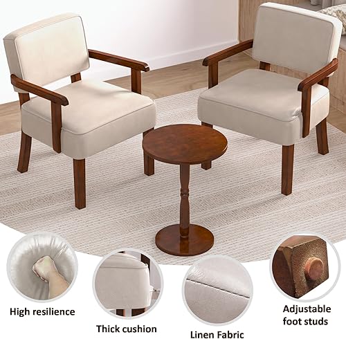 Miniatura 28 de Juego de 2 sillas decorativas con mesa, sillas de sala de estar con asiento suave y reposabrazos para sala de estar, dormitorio, sala de lectura,