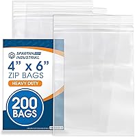 Vista 8 de Spartan Industrial - 200 unidades - 7,6 x 10,2 cm (4 Mil de alta resistencia) Bolsas de plástico transparente gruesas con cierre reutilizable