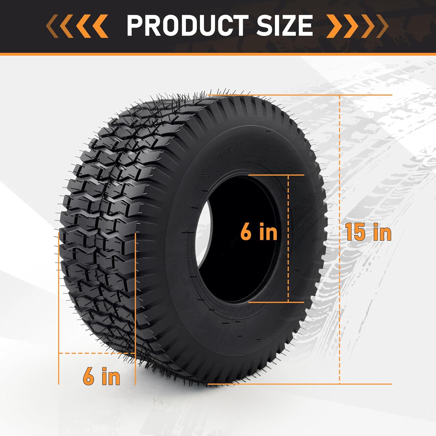 2 Pack 15x6.00-6 Lawn Mower Tires Tubeless 4PR Turf Saver Tires for Garden Tractor Riding Mower Dump Cart