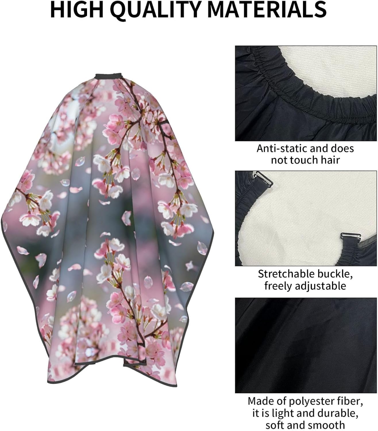 Cherry Blossom Fall Hair Cutting Cape For Adults-Barber Cape For Men Women, Waterproof Salon Cape For Hairdressing, Anti Static Hairdressing Gown