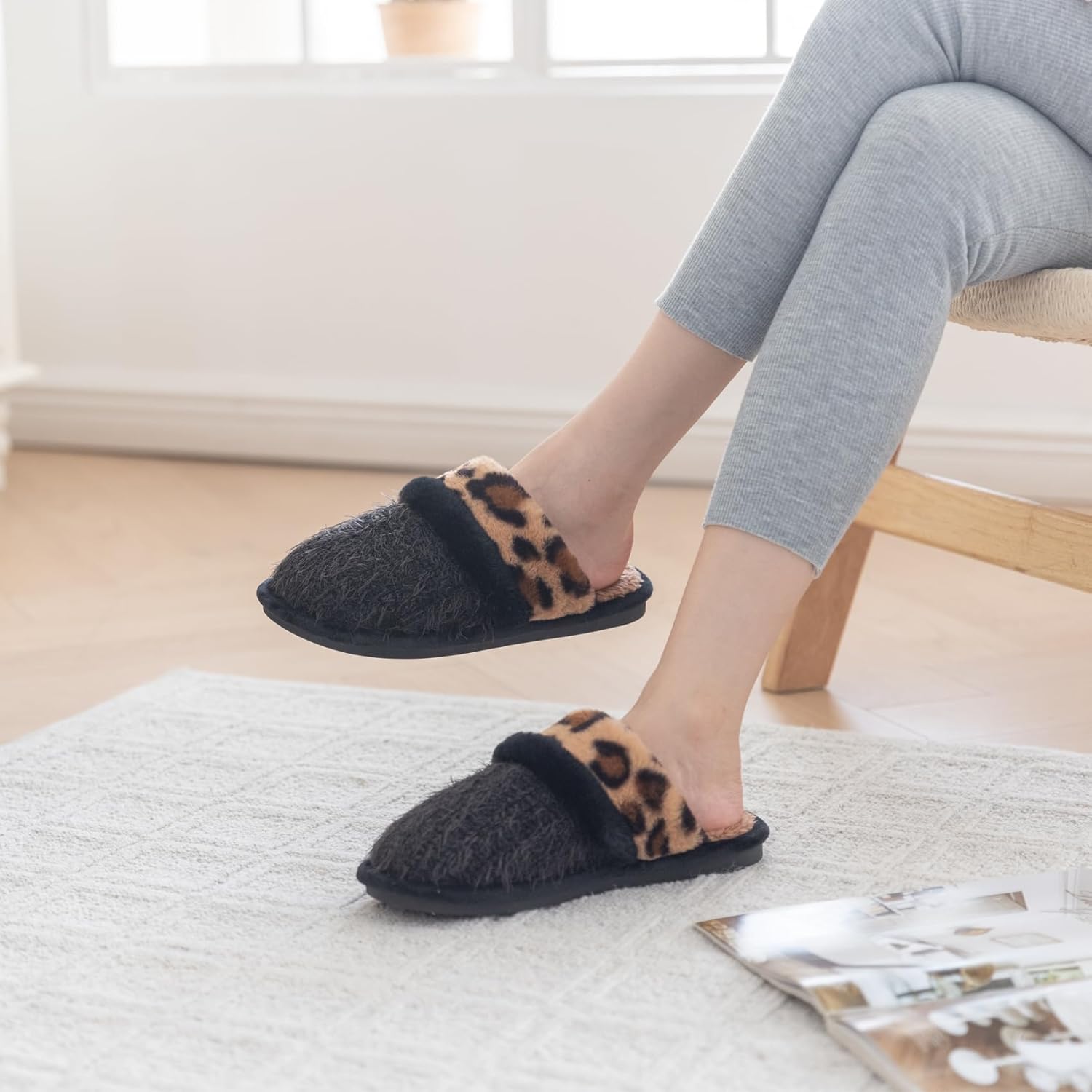 Cozy Slippers for Women Indoor and Outdoor Fuzzy House Shoes with Memory Foam Anti-Skid Sole Gifts for Women Mom Ladies - Image 2