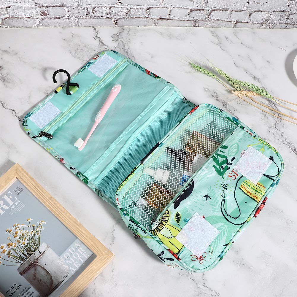 Cocoarm Borsa da Toilette Portatile Borsa per Cosmetici Impermeabile Poliestere e PVC con Gancio per Appendere Organizzatore Multistrato Maniglia Leggera per Viaggi Bagno Trucco 24 X 10 X 20 Cm