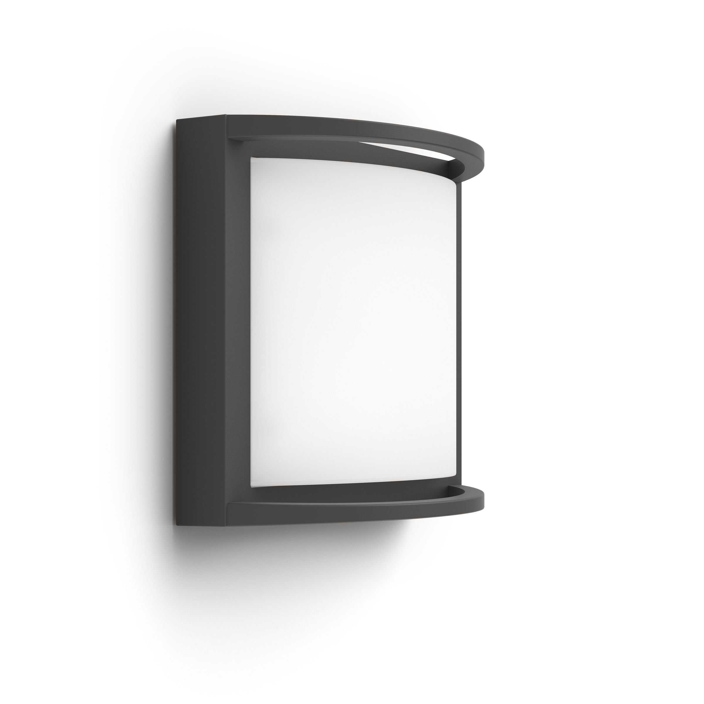 PHILIPS Samondra Outdoor-LED-Leuchte, Wandleuchte, Außenbeleuchtung, 12 W, 1.300 lm, 2.700 K Warmweißes Licht, Integrierte LED, IP44-Wetterfest, Langlebig, Aluminium, Modernes Design, Anthrazitgrau