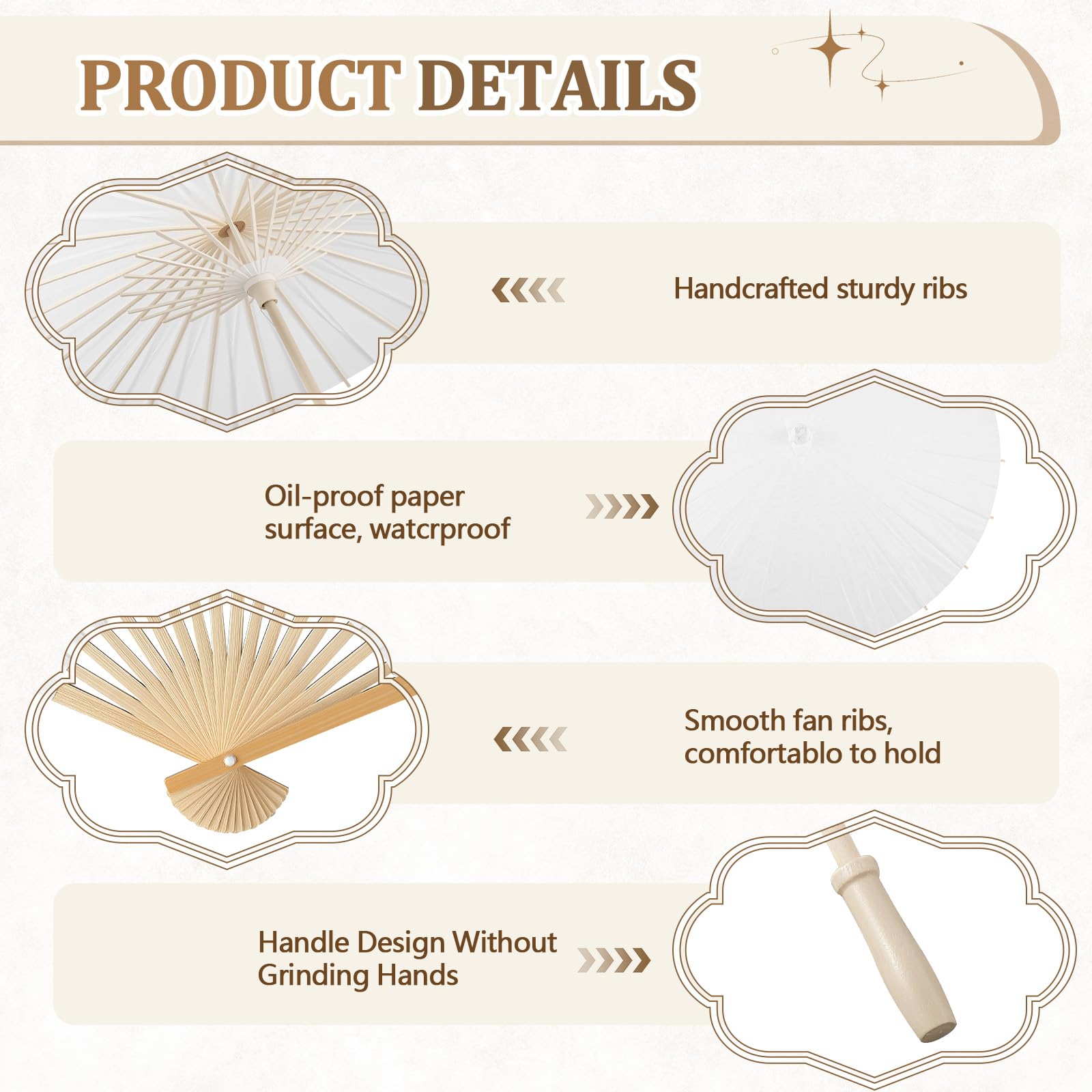 8/12/36/50 Set Papierschirm mit Fächern, Regenschirmen, Outdoor-Papier-Sonnenschirm, Geschenk für Hochzeit, Braut, Dusche, Partygeschenk
