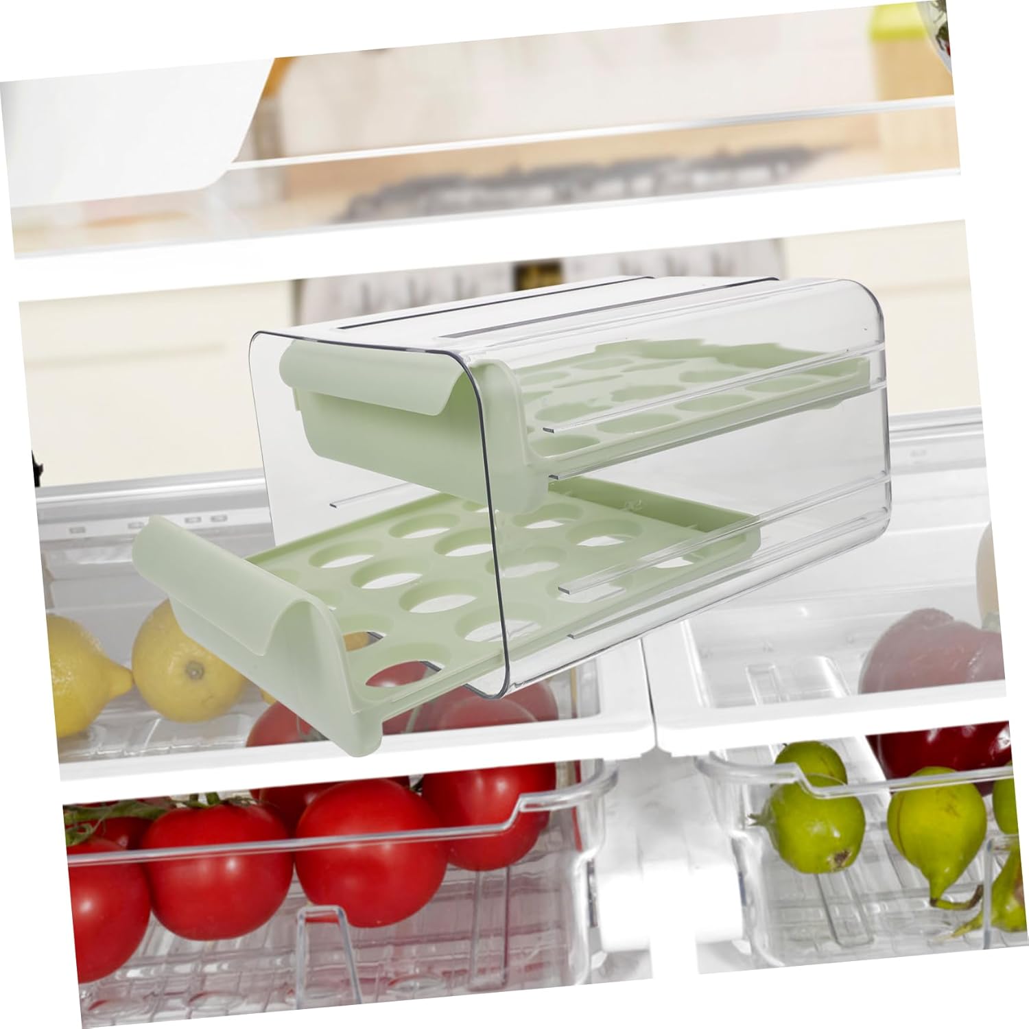 Multi-layer Egg Storage Container for Refrigerator Drawer Style Egg Organizer Space-saving Design for Easy Access and Clean for Kitchen Use
