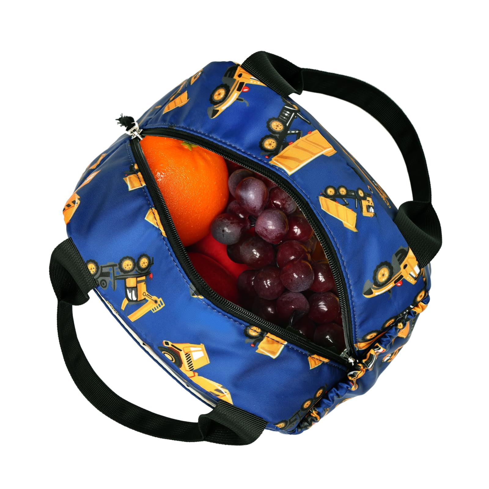 Lonchera térmica para niños, grande, reutilizable, a prueba de fugas, para niños, niñas, escuela, viajes, picnic (coche de ingeniería) azul