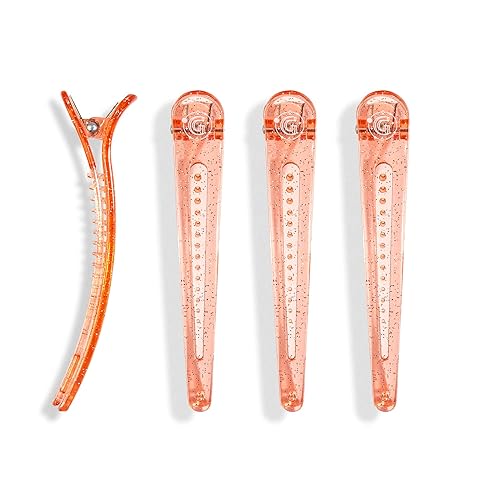 Miniatura 2 de Glister Paradise - Clips de seccionamiento de cabello, clips profesionales para peluquería (paquete de 4, naranja)