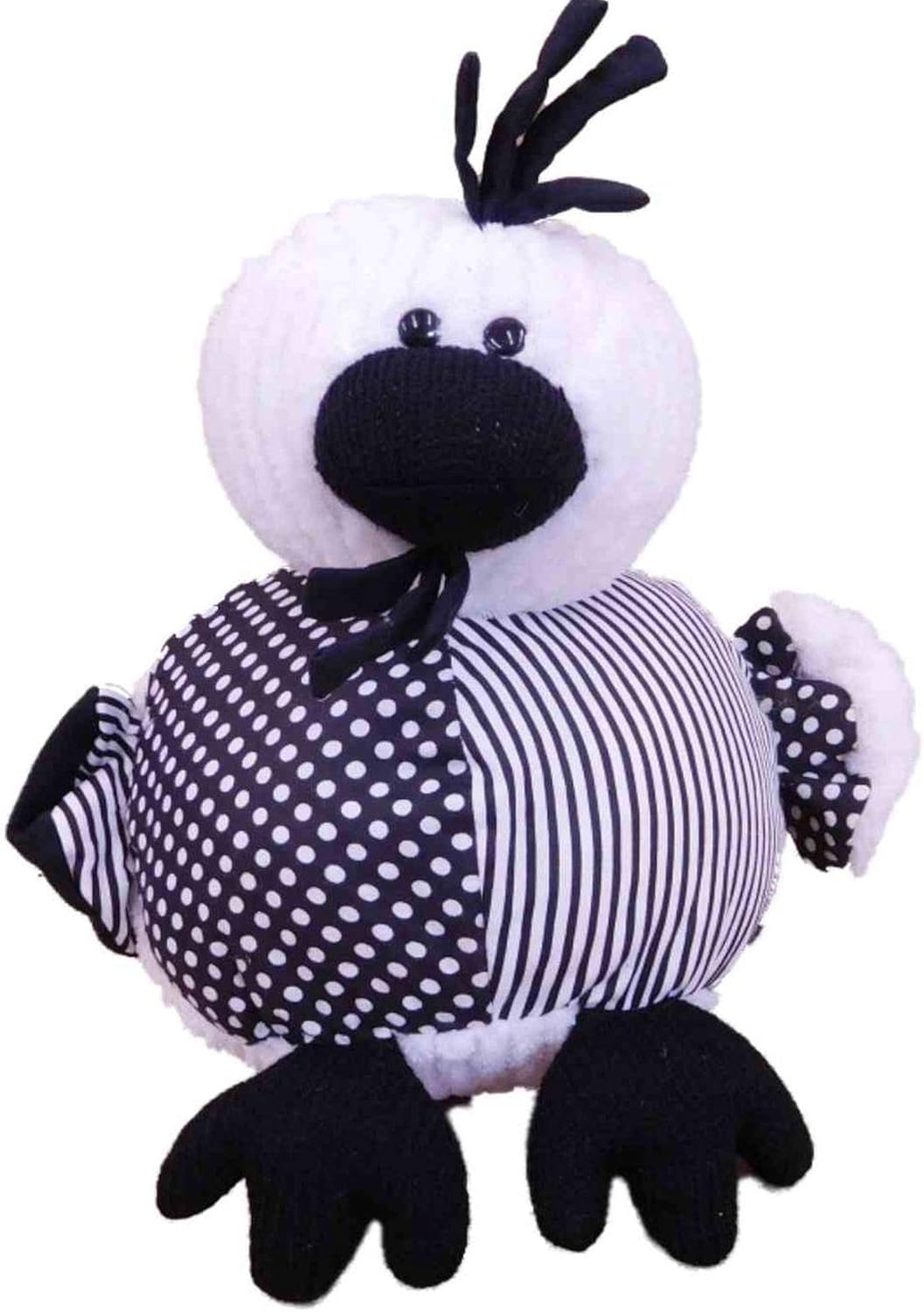 Animal Adventure Black & White Stuffed Bird Plush Pal Stripes Polka Dots