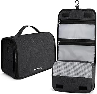 Travel Toiletry Bag Large Capacity Hanging Makeup Cosmetic Bag Portable Waterproof Travel Organizer Toiletry Bag for Women & Men Bathroom Shower Toiletry Bag for Toiletries, Makeup, Shaving Kit, Black