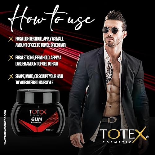Miniatura 8 de Totex Gel de goma para peinar el cabello Goma nueva fórmula Ultra fuerte Control de bordes Gel de pelo rojo 8.5 fl oz