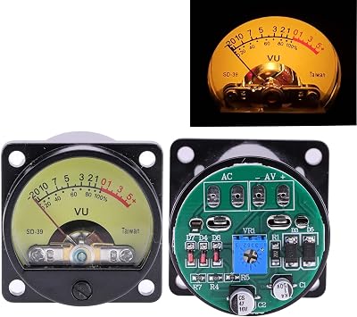 2PCS 35mm Panel VU Meter 500VU with Backlight Sound Pressure Meter+ VU level Audio meter driver board DC/AC 6-12V input TW Yellow backlight 2PCS