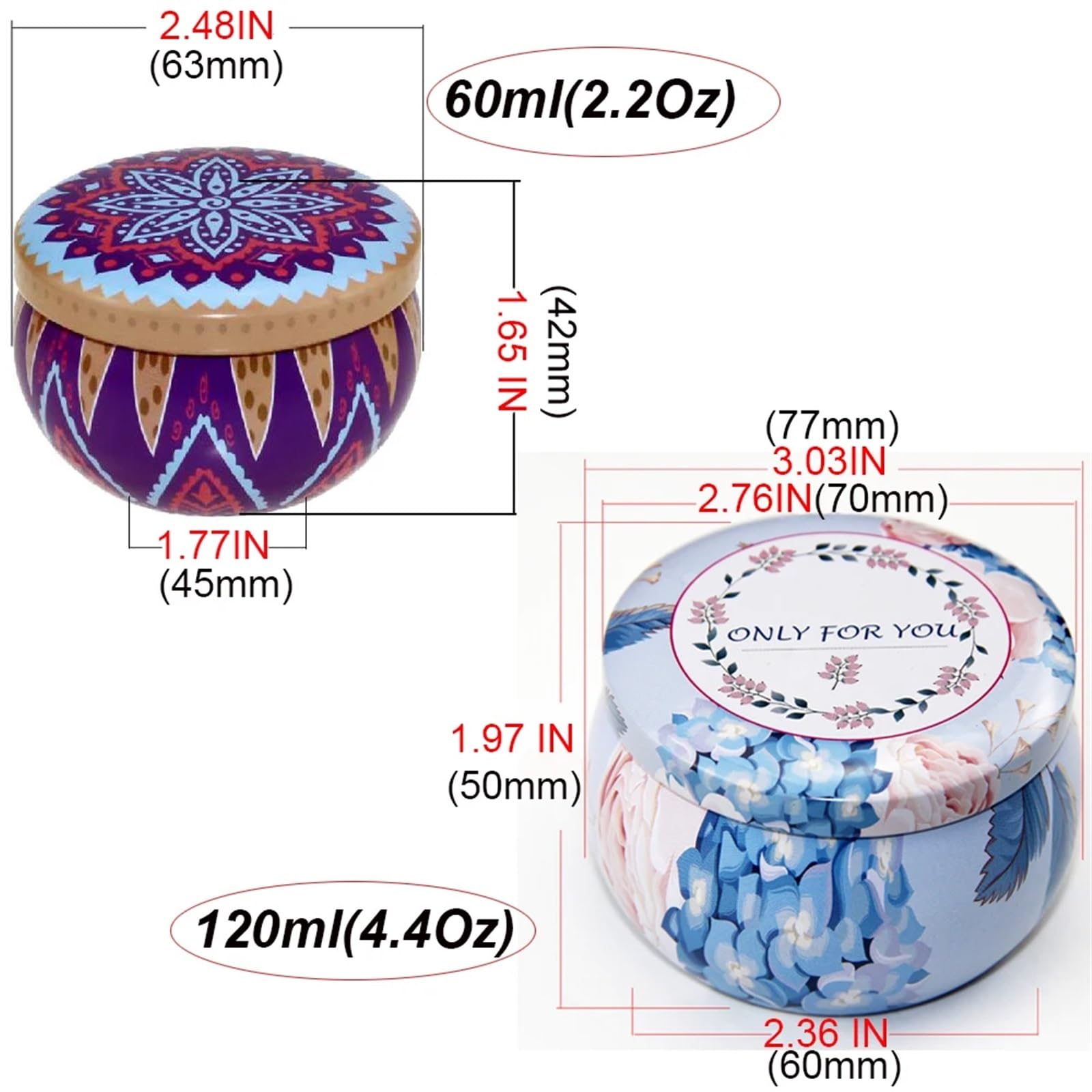 20 barattoli di latta per candele, 124,7 g, contenitori rotondi in metallo, vuoti, con coperchio, per realizzare candele, oggetti artistici e artigianali sfusi