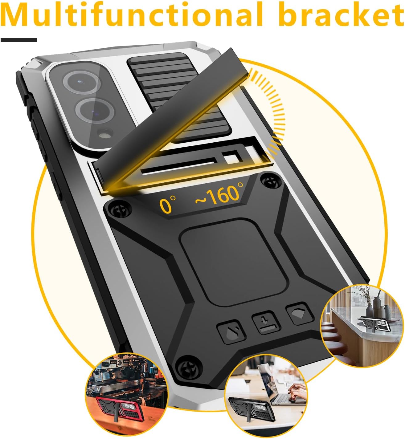 Compatible With Samsung Galaxy S25 FE Metal Case, Military Grade Heavy Duty Aluminum Rugged Cover with Screen Protector Stand Camera Control Shockproof Dustproof Full Body Protection (Sliver)