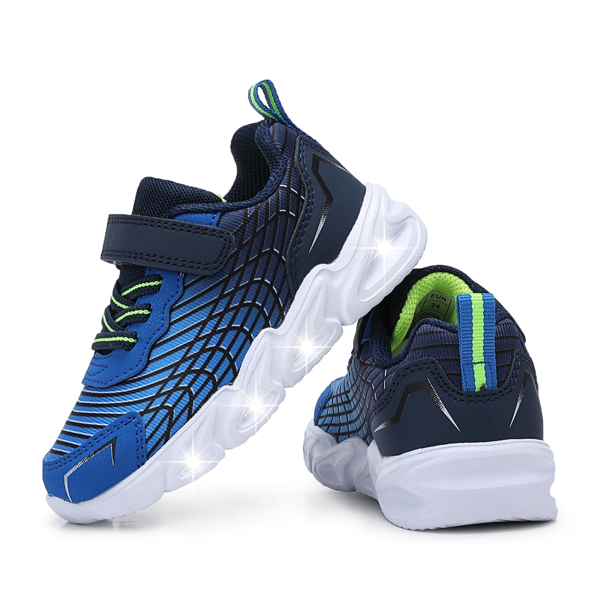 Scarpe da ginnastica leggere e traspiranti con luce a LED, con cinturino regolabile per bambini/bambini piccoli