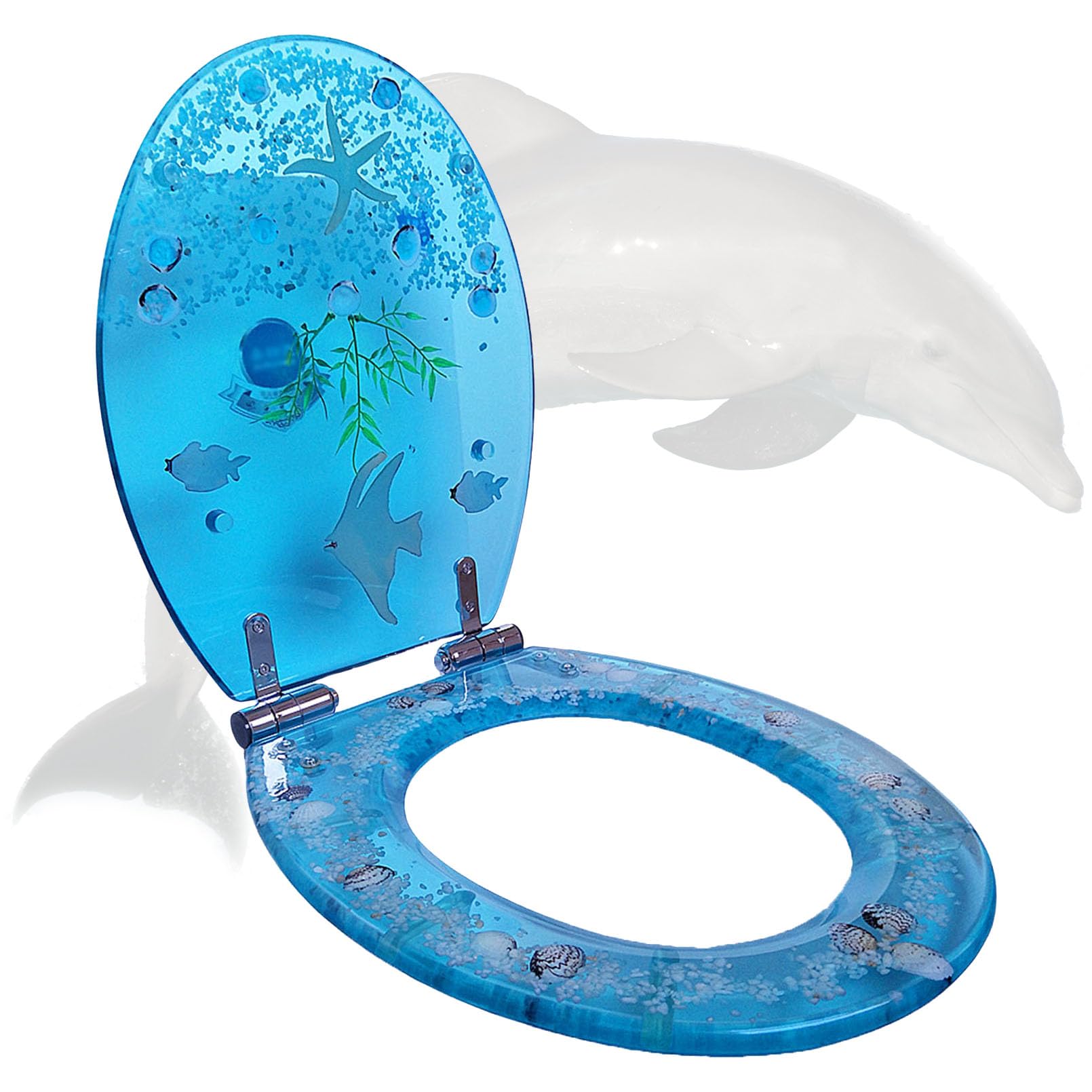 Abattant de WC familial résine transparent bleu lunette toilettes