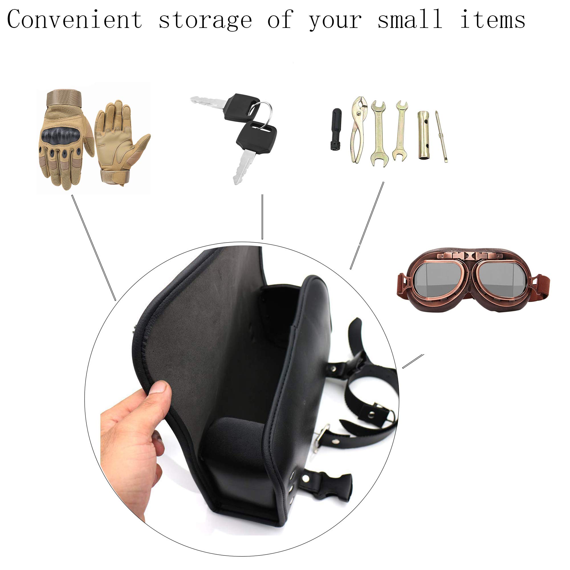 Borsa per Forcella da Moto Borsa da Manubrio Borsa per Attrezzi da Bar Sissy per Borsa sottosella in pelle PU - Nero
