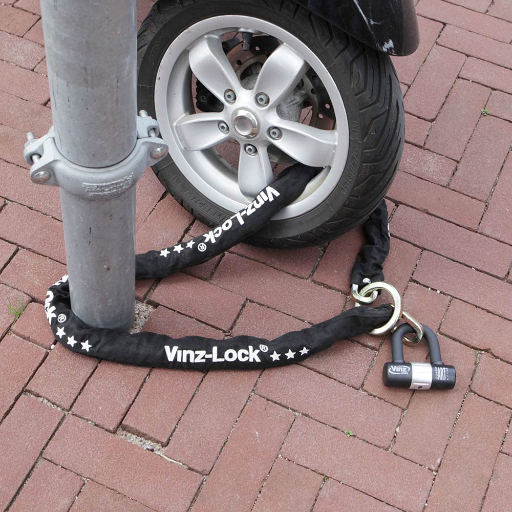 VINZ Kungur Kettenschloss ø10mm | ART 3 Zertifikat | Schloss für Roller Scooter Motorrad Moped E-Bike & hochwertiges Fahrrad | sicheres Rollerschloss Kette Loop U-Lock | 100-300 cm x (300cm)