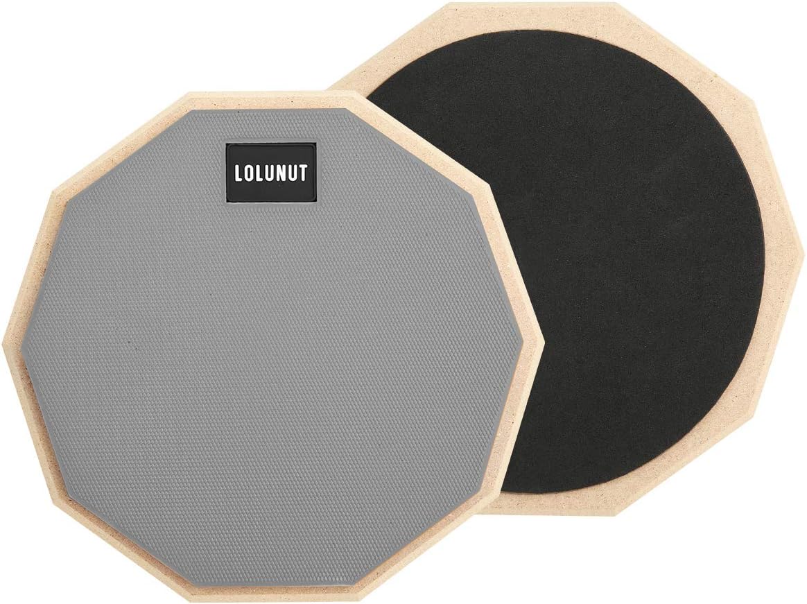 LOLUNUT 12 Inch Silent Drum Pad, Dumb Drum Beginner Rubber Practice Pad, with 5A Drum Sticks &Storage bag (Gray)