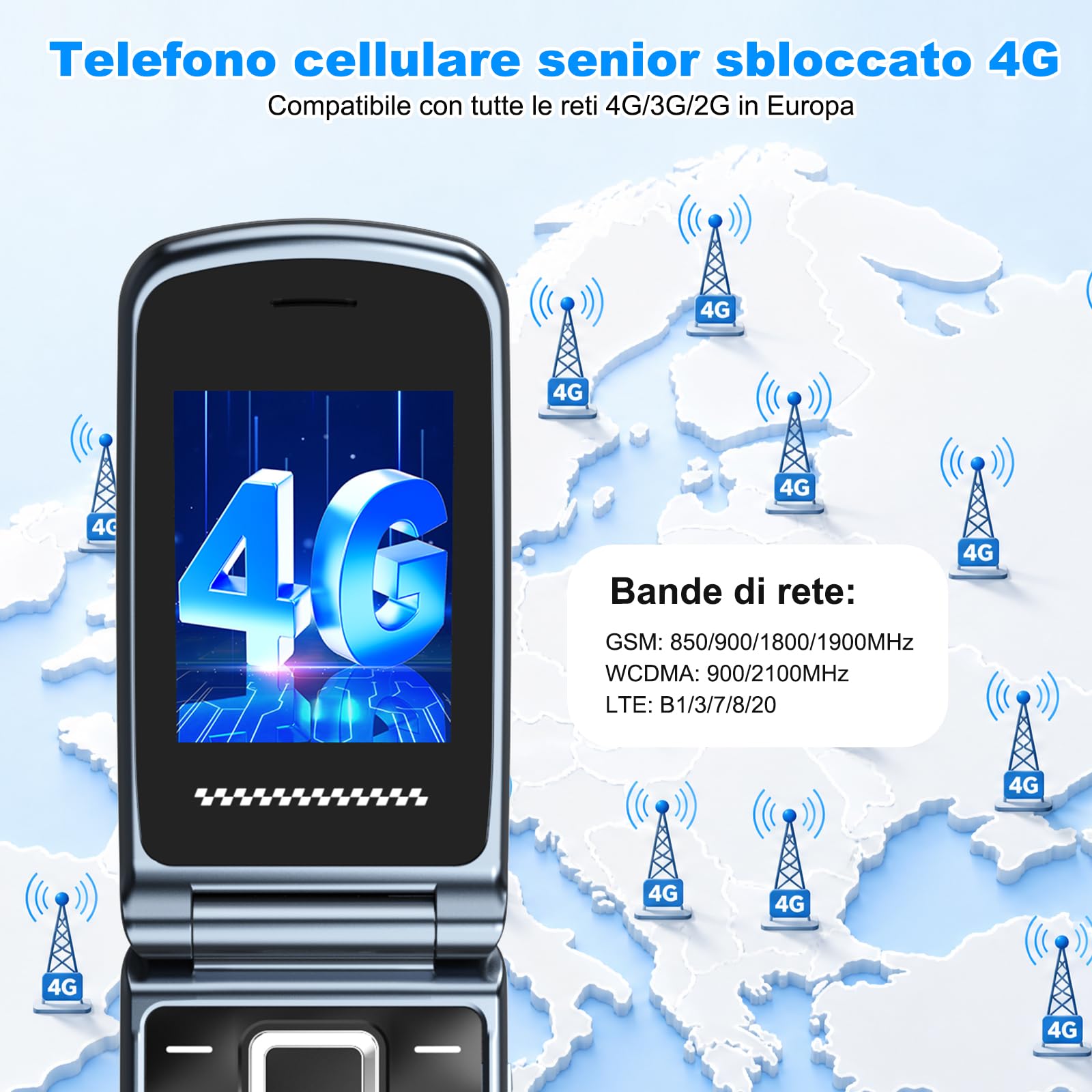CHAKEYAKE 4G Telefono per Anziani, Cellulare per Anziani senza Contratto, Annuncio Vocale dei Tasti, Tasti grandi,Volume Elevato,Tasto SOS, Doppia SIM, Doppio Display 2,4 + 1,77", Grigio