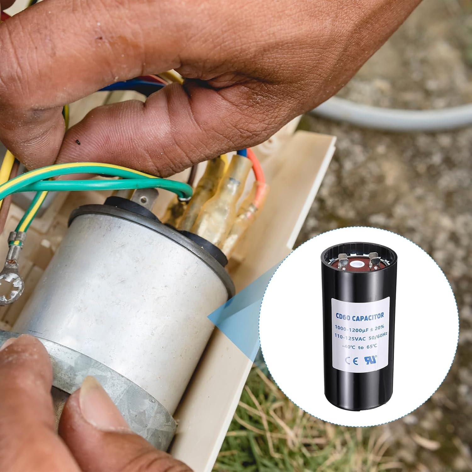 MECCANIXITY CD60 Capacitor 1000-1200 UF/Mfd, 110-125 VAC CD60 Run Motor Start Capacitor 50/60 Hz for Electric Fan Motor Starting Well Pump, Black