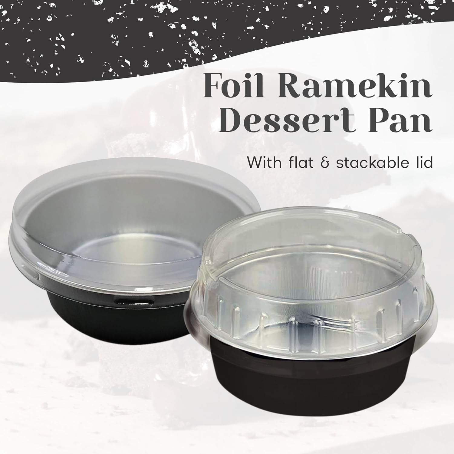 KitchenDance 5 Ounce Colored Ramekin with Plastic Stackable Lid - Disposable Ramekins with Lids for Cakes and Mini Desserts - Vibrant Aluminum Baking Cups - Durable 30 Gauge Aluminum Foil - A41P