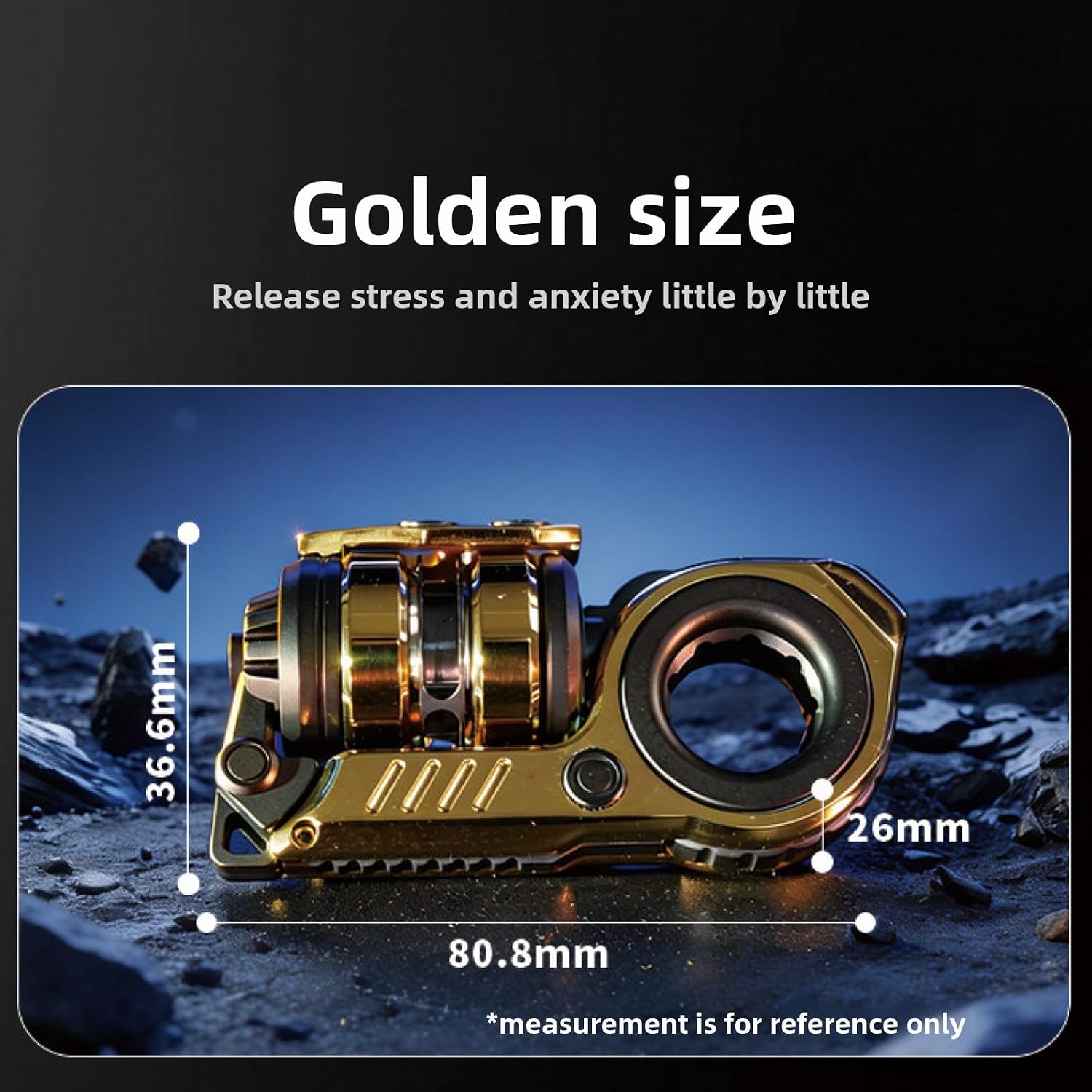 Stainless Steel Fidget Toy for Adults, Magnetic EDC Spinner with Smooth Rotation, Premium Metal Desk Gadget for Stress Relief & Focus, Pocket Anti-Anxiety Toy for Men & Women (Black Gold)​