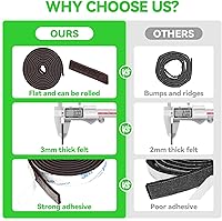 Vista 34 de Tiras de fieltro con respaldo adhesivo, tiras de fieltro adhesivas, paquete de 4 rollos de fieltro 1/2 x 60 pulgadas, cinta de fieltro beige