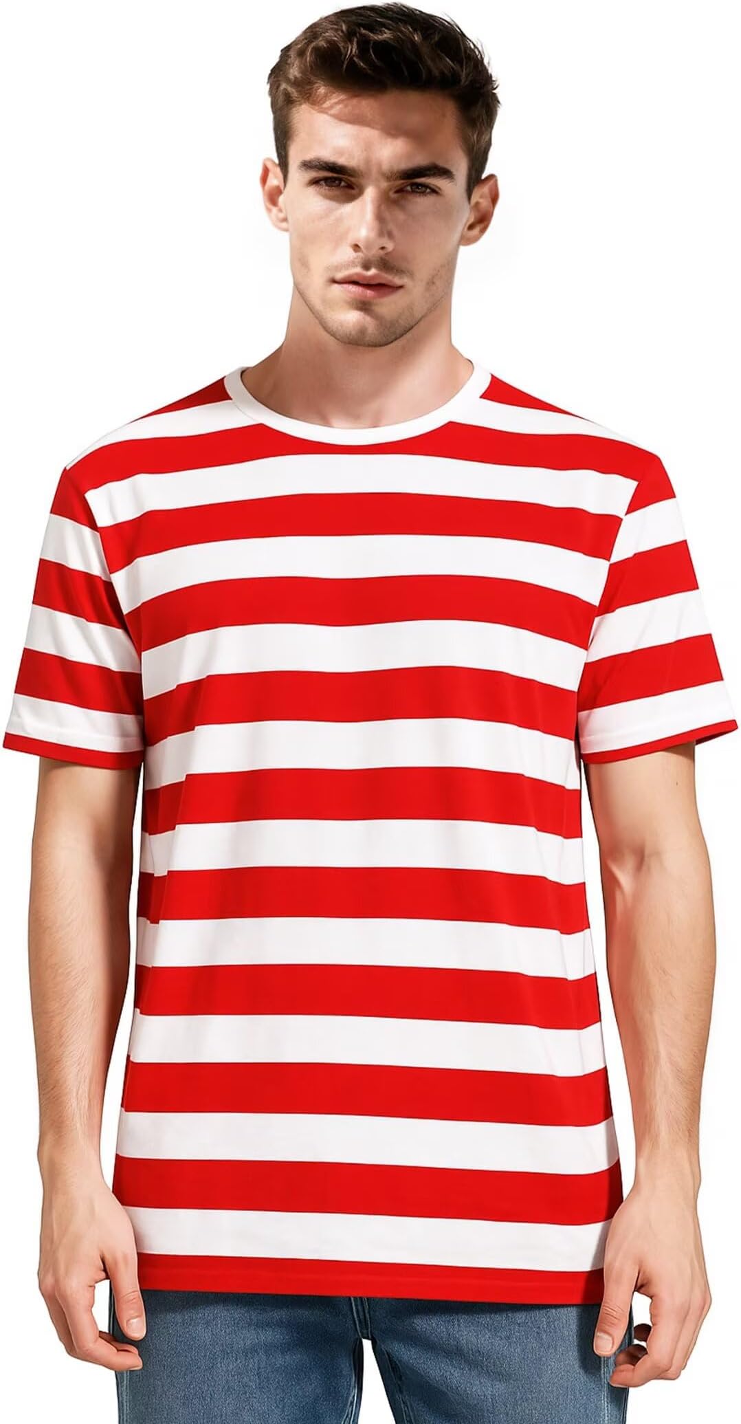 Zecmos Mens Stripes T-Shirts Casual Slim Fit Tshirts Striped Tees Top