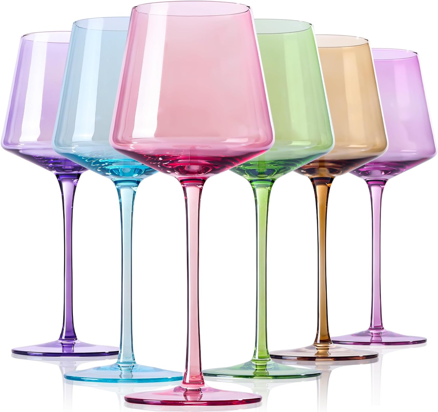 Colored Wine Glasses, Pink, Set of 2, Stemware 2 Count