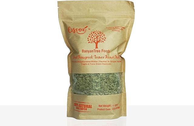 BanyanTree Foods Premium Kasuri Methi (Premium Dried Fenugreek Leaves 70g)~All Natural, Indian Origin