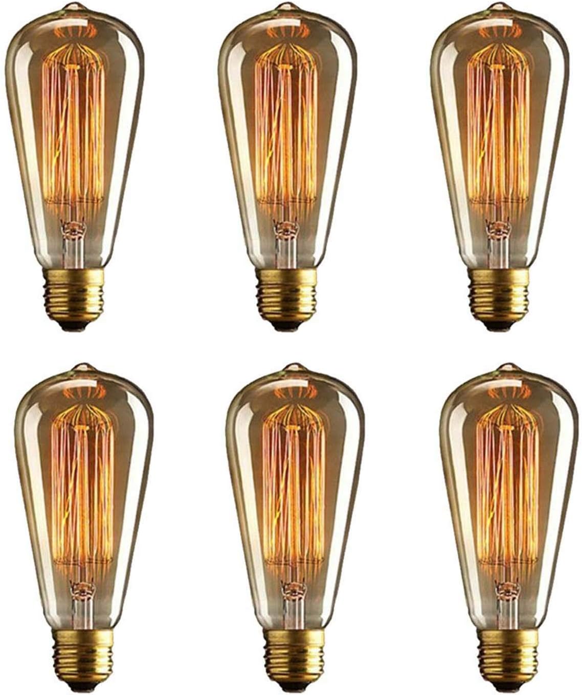 UMIRNI Vintage 40W ST64 Edison Light Bulbs Squirrel Cage Filament Soft Warm Old Fashioned Decorative Retro Light Bulbs（6pack）