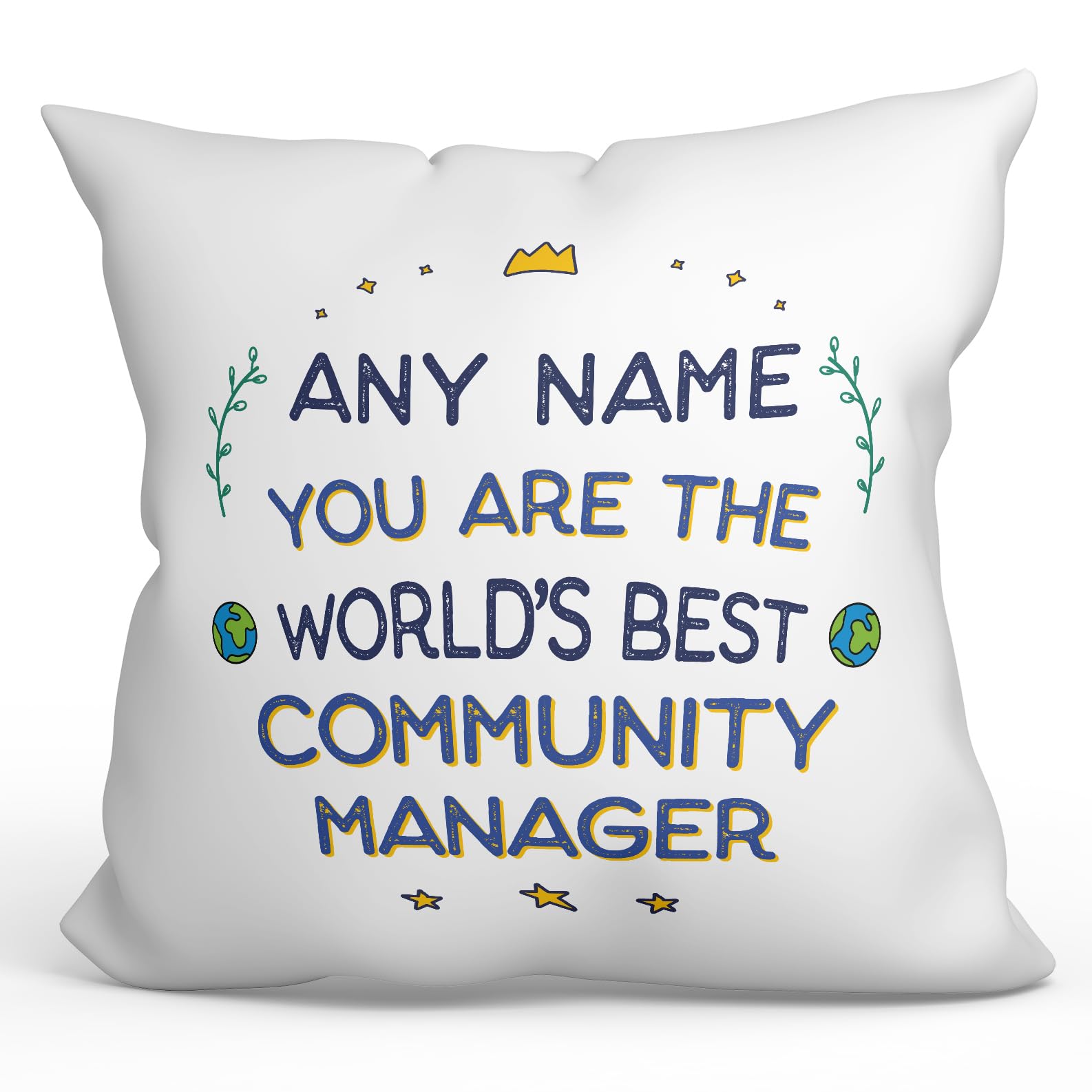 MUGFFINS Personalised Cushion for COMMUNITY MANAGER Padding included - in English - World's Best - Funny custom gift - Pillow: cover and filling 15.7x15.7 inches — image 1