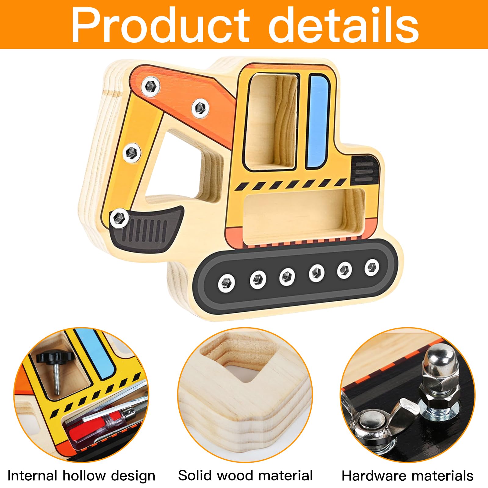 iPobie Montessori Screw Board, Excavator Nut Set, Screw Sorter Game for Over 14 Years Old Kids - Image 3