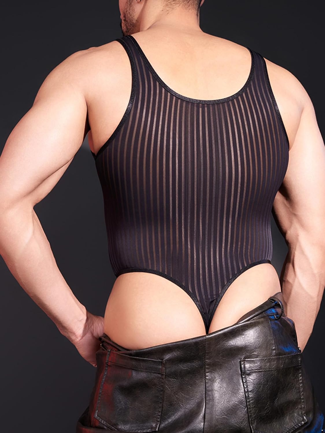 Adult Mens Thong Bodysuit Sissy Clothes Swimwear Ultra-Thin Sleepwear One-Piece Bodysuit Tank Tops