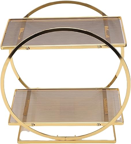 Pssopp Gold Makeup Organizer, Bathroom Trays Shelf with 3 Drawers Corner Vanity Tray for Bathroom Gold Makeup Organizer, Clear Acrylic Perfume Stand