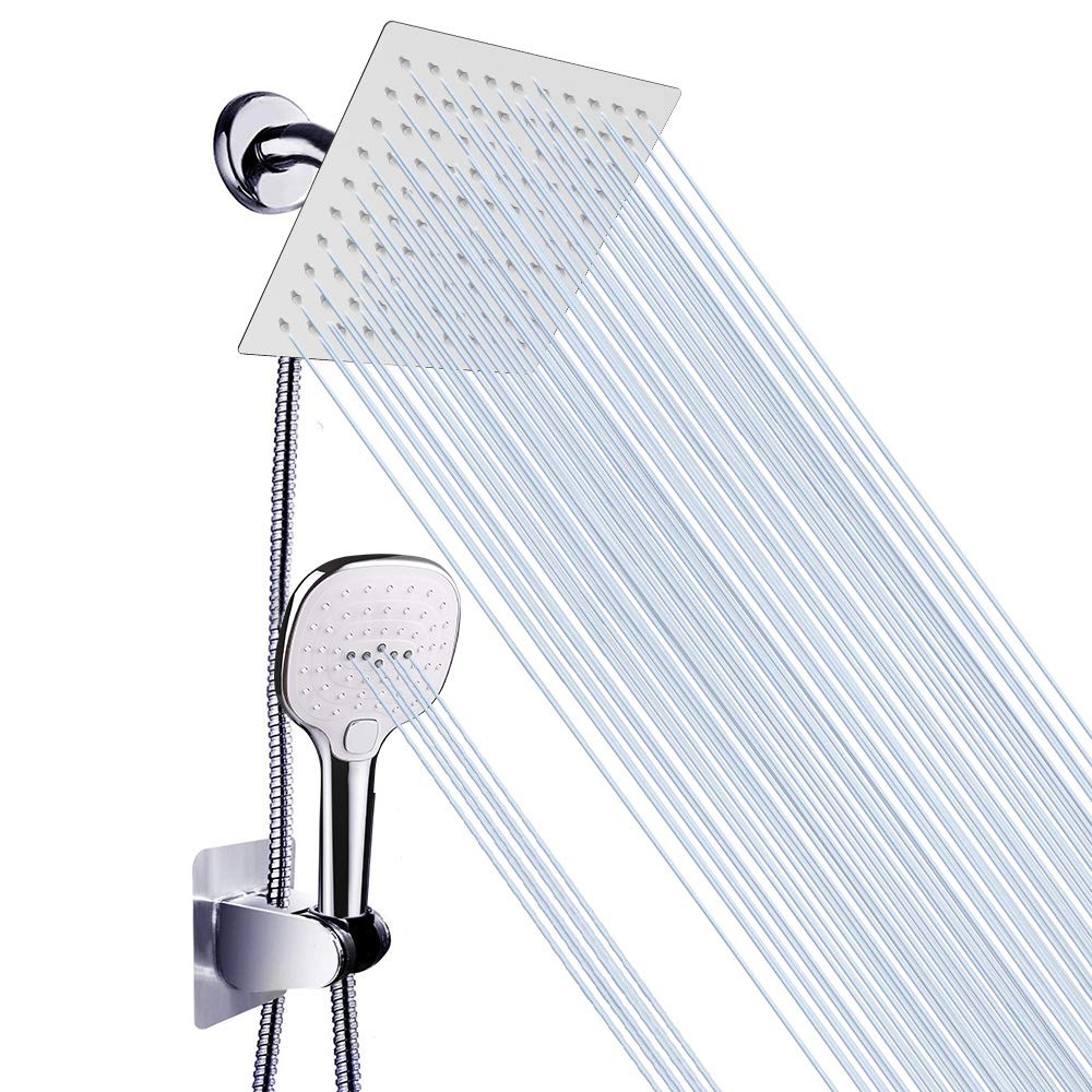 Buy Shower Head with Hose, High Pressure Stainless Steel 8 Inch Rain