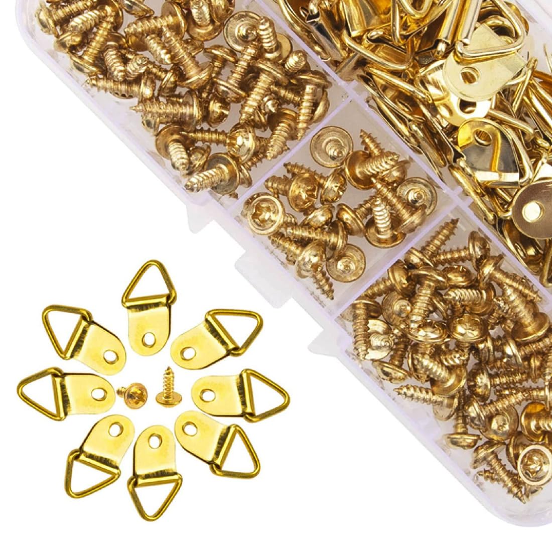 Ganci Per Quadri Con Viti - 30 Pezzi, Triangolo Anello, Oro, Per Appendere Cornici E Decorazioni - Foto 2